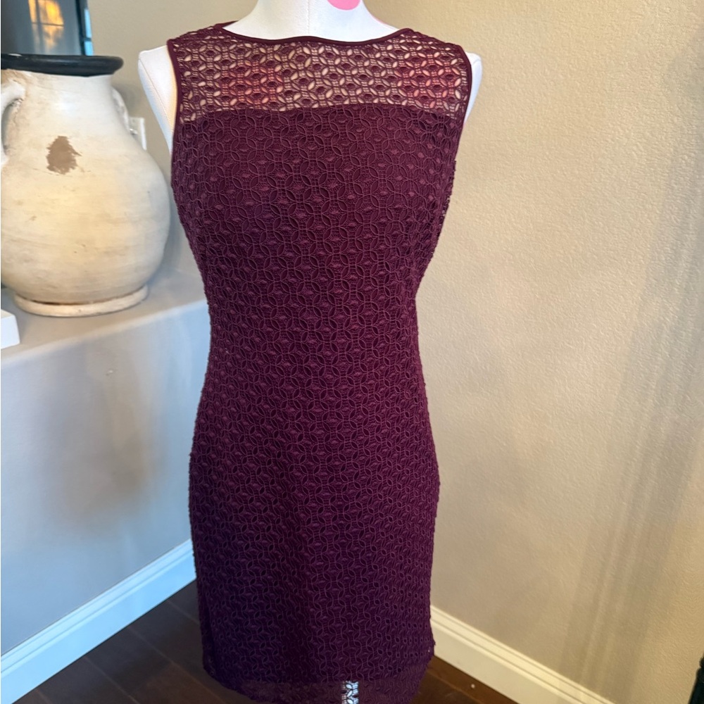 NWOT Ralph Lauren Women's Sleeveless Burgundy Sheath Knee Length Dress Size 4